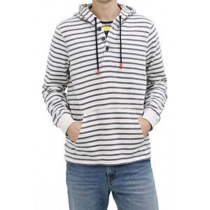 Prince & Fox Striped Hoodie Pullover Large Nautical Sailor Henley Style
